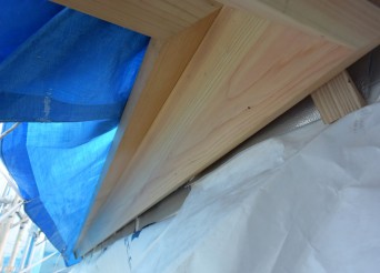 「鼻隠板」垂木の小口を守ります。きれいな板です